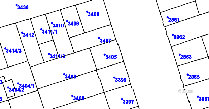 Parcela st. 3405 v KÚ Královo Pole, Katastrální mapa