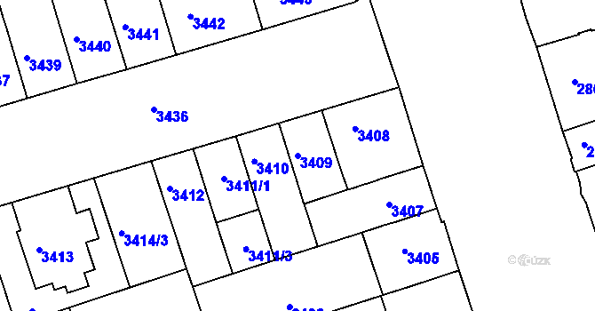 Parcela st. 3409 v KÚ Královo Pole, Katastrální mapa