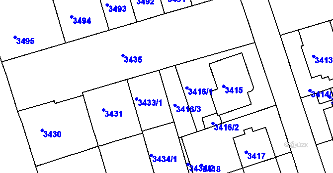 Parcela st. 3416/3 v KÚ Královo Pole, Katastrální mapa