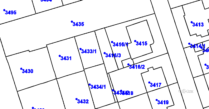 Parcela st. 3416/4 v KÚ Královo Pole, Katastrální mapa