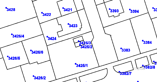 Parcela st. 3425/3 v KÚ Královo Pole, Katastrální mapa
