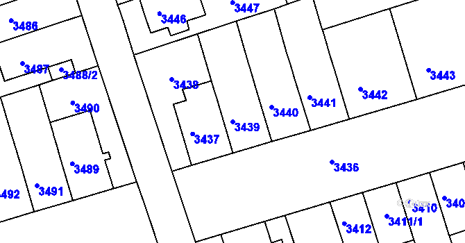 Parcela st. 3439 v KÚ Královo Pole, Katastrální mapa