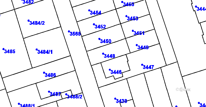 Parcela st. 3448 v KÚ Královo Pole, Katastrální mapa