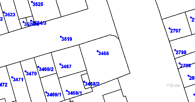 Parcela st. 3466 v KÚ Královo Pole, Katastrální mapa