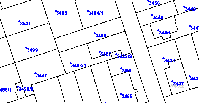 Parcela st. 3487 v KÚ Královo Pole, Katastrální mapa