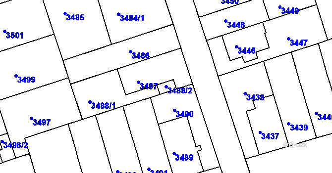 Parcela st. 3488/2 v KÚ Královo Pole, Katastrální mapa