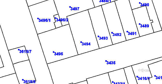 Parcela st. 3494 v KÚ Královo Pole, Katastrální mapa