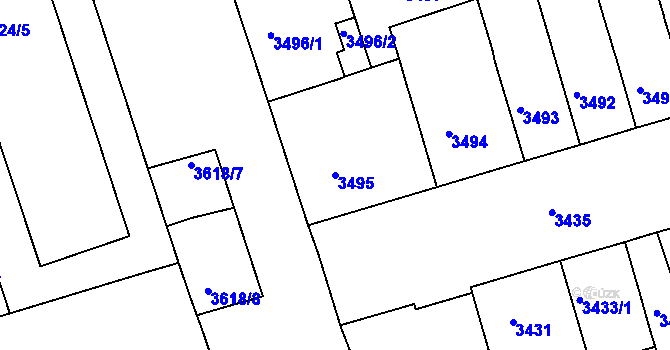 Parcela st. 3495 v KÚ Královo Pole, Katastrální mapa