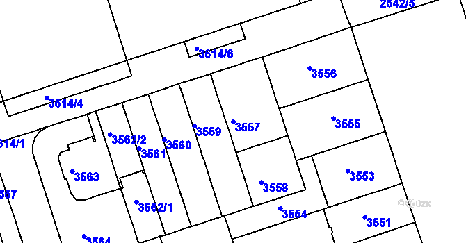 Parcela st. 3557 v KÚ Královo Pole, Katastrální mapa