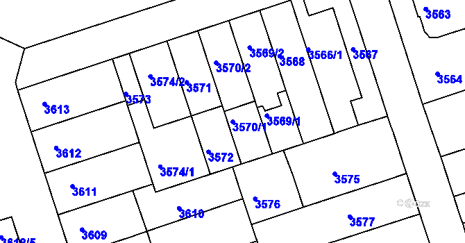 Parcela st. 3570/1 v KÚ Královo Pole, Katastrální mapa