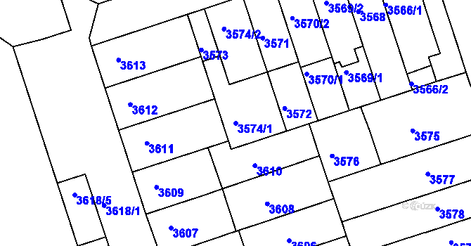 Parcela st. 3574/1 v KÚ Královo Pole, Katastrální mapa