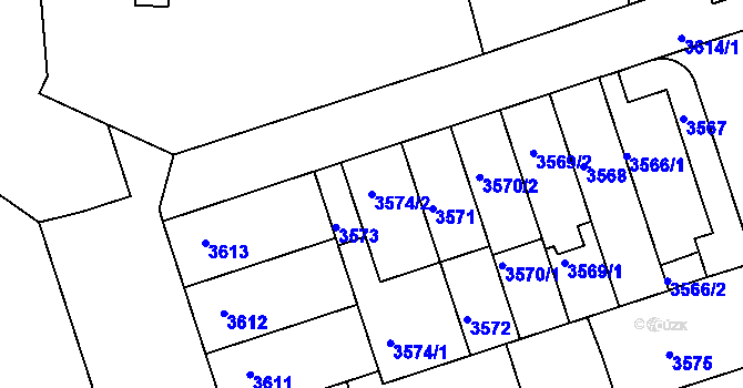 Parcela st. 3574/2 v KÚ Královo Pole, Katastrální mapa
