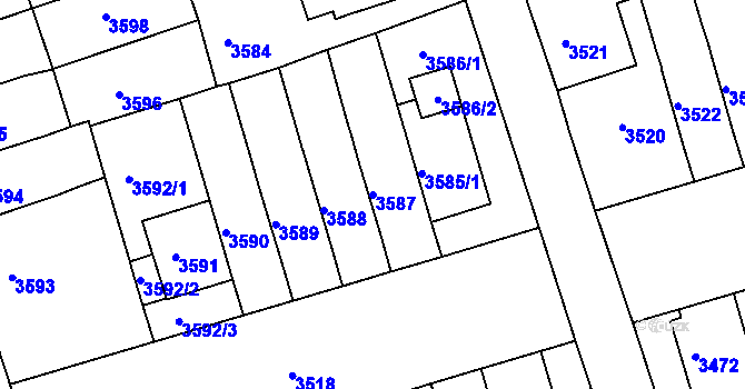 Parcela st. 3587 v KÚ Královo Pole, Katastrální mapa