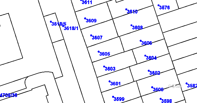 Parcela st. 3605 v KÚ Královo Pole, Katastrální mapa