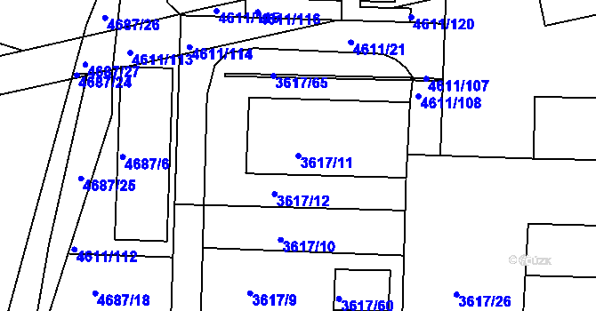 Parcela st. 3617/11 v KÚ Královo Pole, Katastrální mapa
