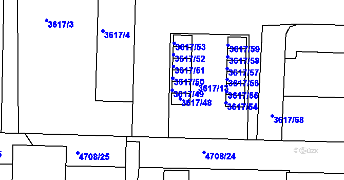 Parcela st. 3617/49 v KÚ Královo Pole, Katastrální mapa