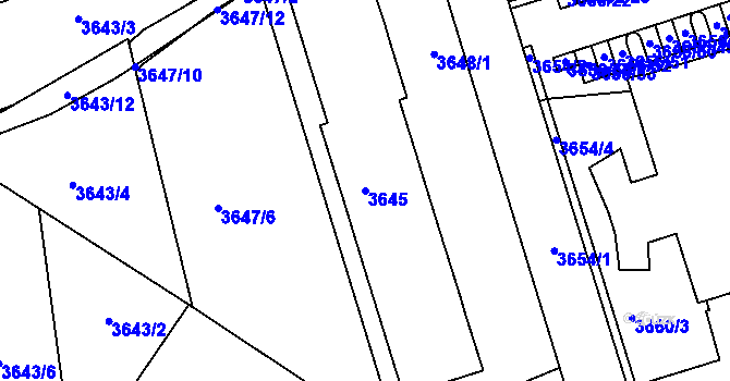Parcela st. 3645 v KÚ Královo Pole, Katastrální mapa
