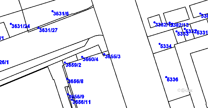 Parcela st. 3655/3 v KÚ Královo Pole, Katastrální mapa
