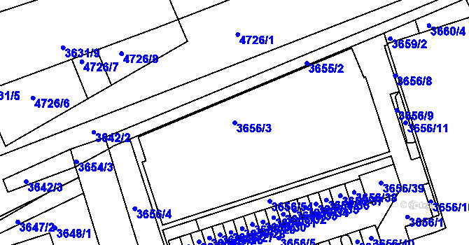 Parcela st. 3656/3 v KÚ Královo Pole, Katastrální mapa