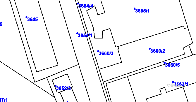 Parcela st. 3660/3 v KÚ Královo Pole, Katastrální mapa