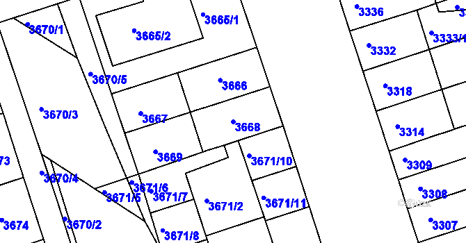 Parcela st. 3668 v KÚ Královo Pole, Katastrální mapa