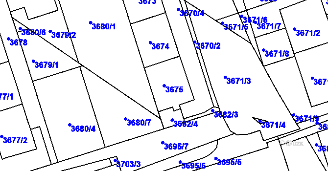 Parcela st. 3675 v KÚ Královo Pole, Katastrální mapa