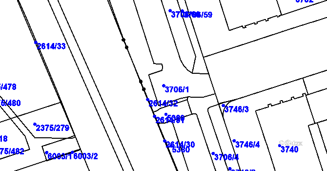 Parcela st. 3706/1 v KÚ Královo Pole, Katastrální mapa