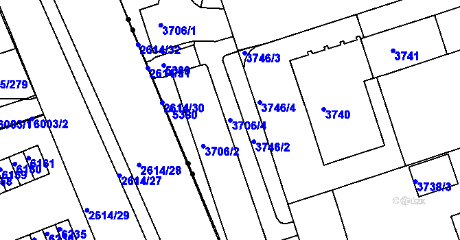 Parcela st. 3706/4 v KÚ Královo Pole, Katastrální mapa
