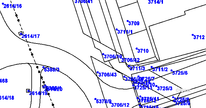 Parcela st. 3706/10 v KÚ Královo Pole, Katastrální mapa