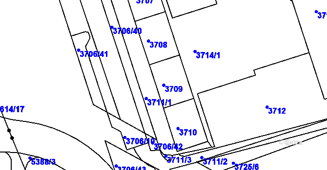 Parcela st. 3709 v KÚ Královo Pole, Katastrální mapa