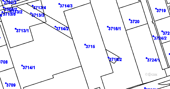 Parcela st. 3715 v KÚ Královo Pole, Katastrální mapa