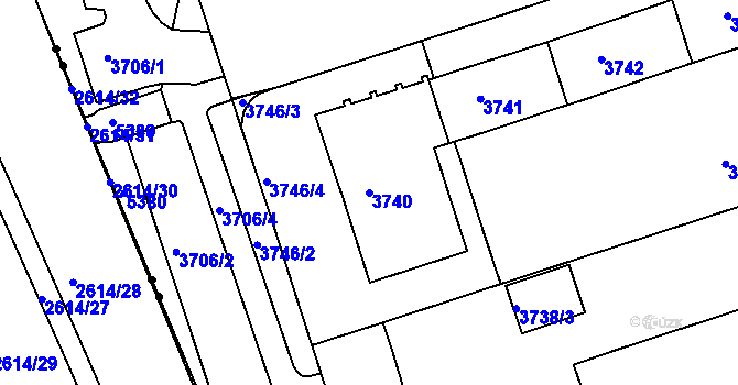 Parcela st. 3740 v KÚ Královo Pole, Katastrální mapa
