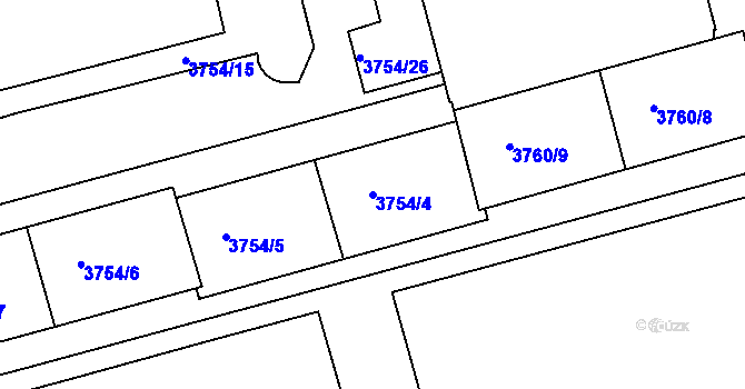 Parcela st. 3754/4 v KÚ Královo Pole, Katastrální mapa