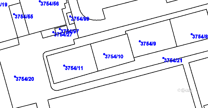Parcela st. 3754/10 v KÚ Královo Pole, Katastrální mapa
