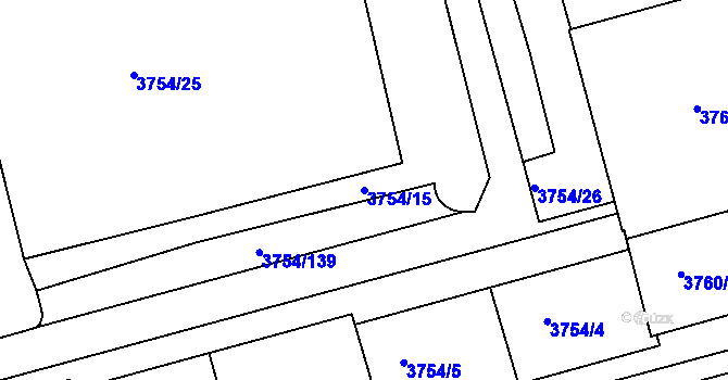 Parcela st. 3754/15 v KÚ Královo Pole, Katastrální mapa