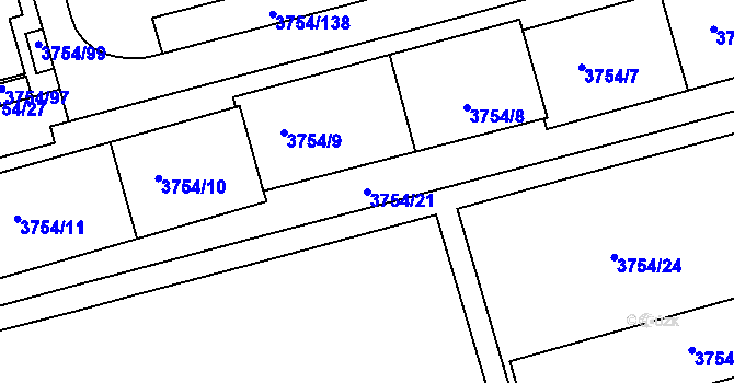 Parcela st. 3754/21 v KÚ Královo Pole, Katastrální mapa