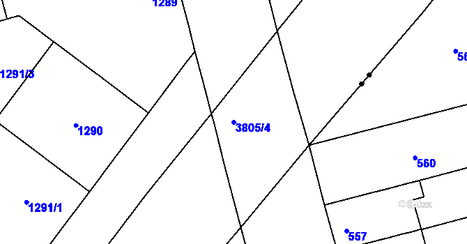 Parcela st. 3805/4 v KÚ Královo Pole, Katastrální mapa