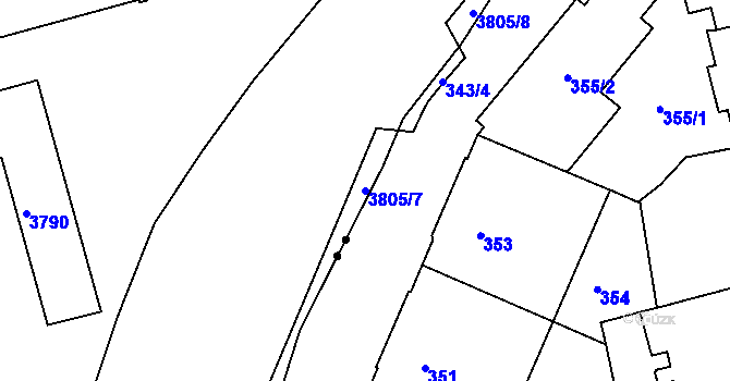 Parcela st. 3805/7 v KÚ Královo Pole, Katastrální mapa