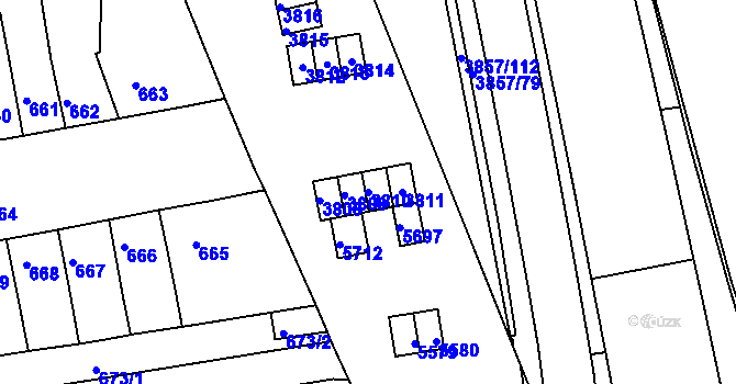 Parcela st. 3810 v KÚ Královo Pole, Katastrální mapa