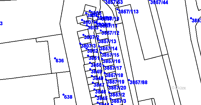Parcela st. 3857/15 v KÚ Královo Pole, Katastrální mapa