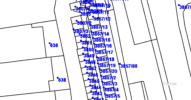 Parcela st. 3857/17 v KÚ Královo Pole, Katastrální mapa