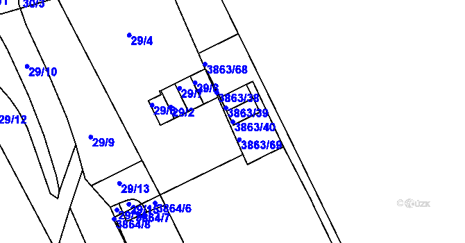 Parcela st. 3863/40 v KÚ Královo Pole, Katastrální mapa