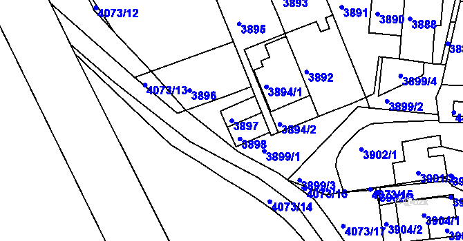 Parcela st. 3897 v KÚ Královo Pole, Katastrální mapa