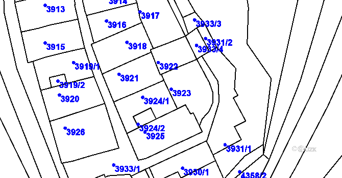 Parcela st. 3923 v KÚ Královo Pole, Katastrální mapa