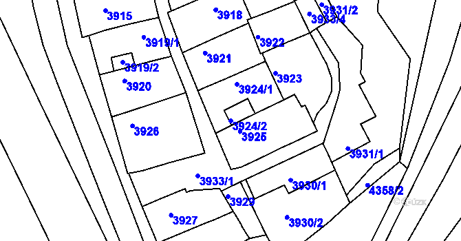 Parcela st. 3924/2 v KÚ Královo Pole, Katastrální mapa