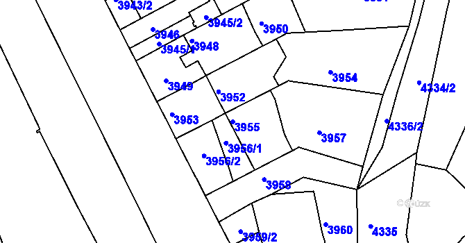 Parcela st. 3955 v KÚ Královo Pole, Katastrální mapa