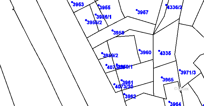 Parcela st. 3959/2 v KÚ Královo Pole, Katastrální mapa