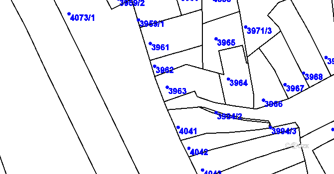 Parcela st. 3963 v KÚ Královo Pole, Katastrální mapa