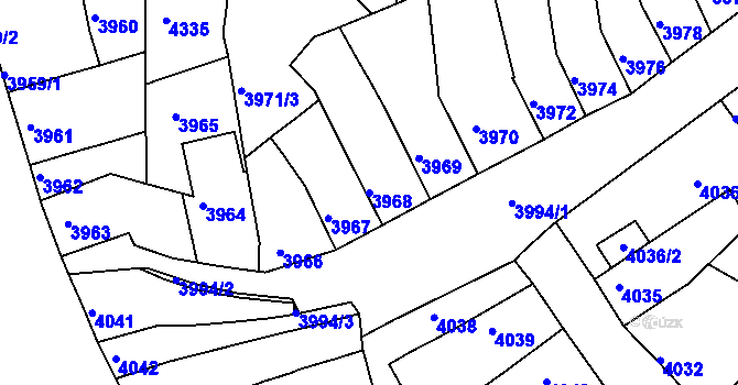 Parcela st. 3968 v KÚ Královo Pole, Katastrální mapa