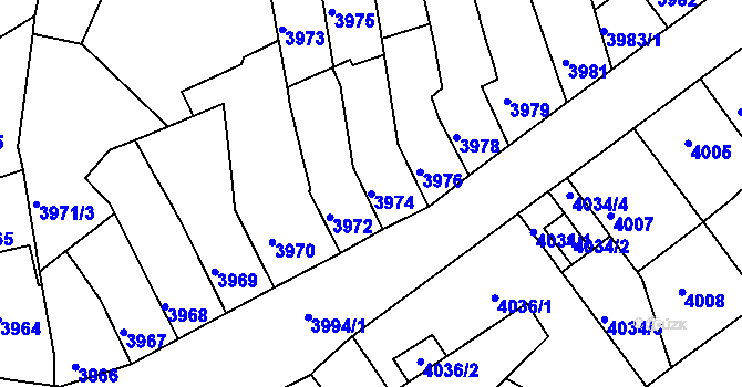 Parcela st. 3974 v KÚ Královo Pole, Katastrální mapa